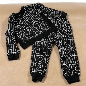 TODDLERS AUTHENTIC CHAMPION BLACK & WHITE LOGO SWEATSHIRT & SWEATPANTS SIZE 3T